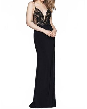 Faviana Beaded Top Gown - Blue