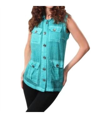 Angel Oil Wash Cargo Pocket Vest - Blue