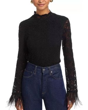 Aqua Feather Lace Long Sleeve Top - Blue