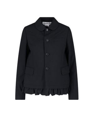 Comme des Garçons Ruffled Trim Rounded Collar Jacket - Black