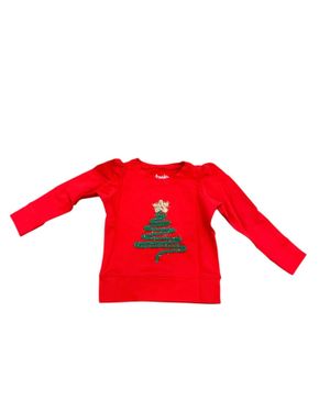 Azarhia Kid's Tinsel Tree Sweatshirt - Red