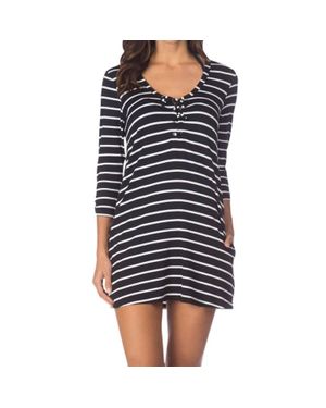 Kenneth Cole Striped Lace-Up Tunic Dress - Black