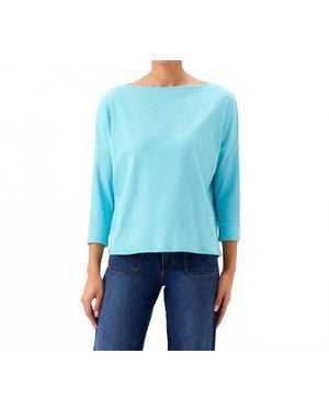 Karen Kane Ribbed Boatneck Top - Blue