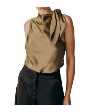 DELUC Alchemilla Sleeveless Cowl Neck Top - Green