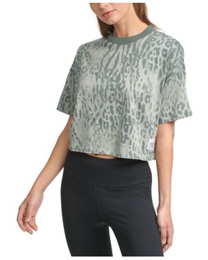 Calvin Klein Performance Cropped Animal-Print T-Shirt - Gray
