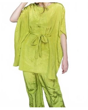 Before You Lemongrass Satin Tie Front Tunic - Green