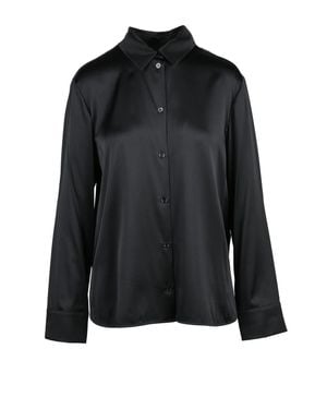MM by Max Mara Stretch Silk Satin Shirt - Black