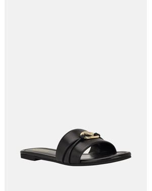 Guess Lynzy Faux-Leather Beach Slides - Black