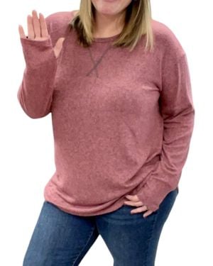 Honeyme Scoop Neck With Thumbholes Top - Red