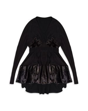 Lanvin Lace V Neck Flare Short Dress - Black