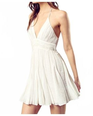 Mustard Seed Lace Trim Drawstring Dress - White
