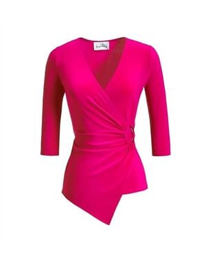Joseph Ribkoff Cross Over Jersey Knit Top - Pink
