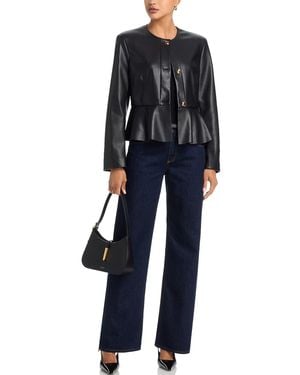Six Fifty Viv Faux Leather Peplum Jacket - Blue