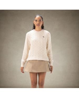 Members Only Crew Neck Cable Sweater - Natural