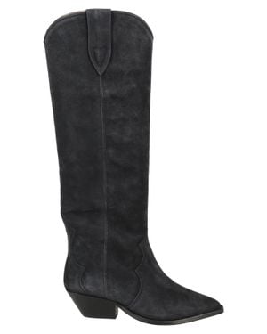 Isabel Marant Denvee Gz Pointed-Toe Cuban Heel Suede Boots - Black
