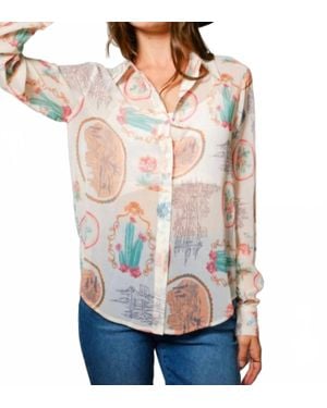 Blue B Georgia Vintage Western Print Chiffon Shirt - White