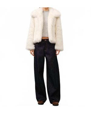 Dee Keller Gold Faux Fur Coat - Black