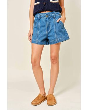 Aaron & Amber Elliot High Waist Jean Shorts - Blue
