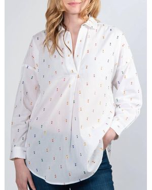 Camp Cove Swim Long Sleeve Spot Relaxed Blouse - White