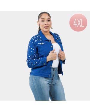 TRUEDAMES Pearl Bling Denim Jacket - Blue