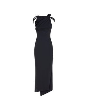 Coperni Asymmetrical Midi Dress With Rosette Detail - Blue