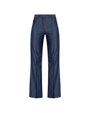 Ferragamo Ferragamo Front Pleated Flared Pants - Blue