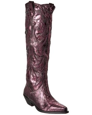 Free People Moody Metallic Leather Cowboy Boot - Purple