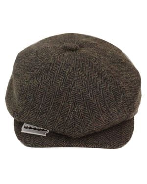 Infinity Leather Peaky Blinders Tweed Hat With Razor Blade - Black