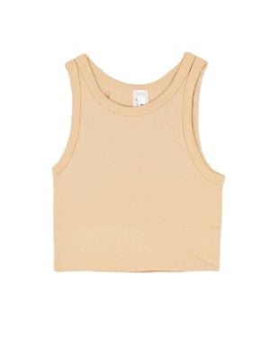 Nikibiki Junior Sawyer Chevron Highneck Crop Top - Natural