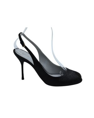 Sergio Rossi Peep Toe Slingback Heels - Black