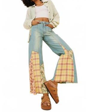 Pilcro Relaxed Flare Patch Work Edition Jeans - Green