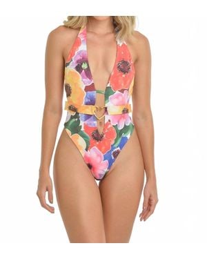 Steffany Milano Floral Triquini With Belt - Orange