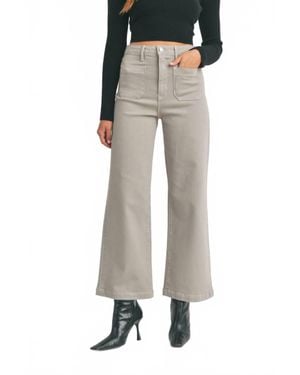 Just Black Denim Madelyn Patch Pocket Wide Leg Jeans - Pink