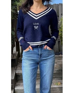 Just Madison Madz Pickleball Varsity Sweater - Blue