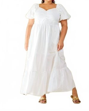 Skies Are Blue Bubble Hem Poplin Maxi Dress - White