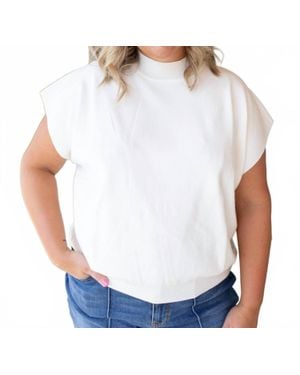 Eesome Pure Elegance Mock Neck Knit Top - White