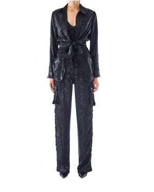 Le Superbe Glistening Button Front Shirt - Blue