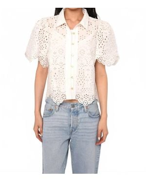LOVE THE LABEL Abigail Eyelet Emboridered Top - Blue