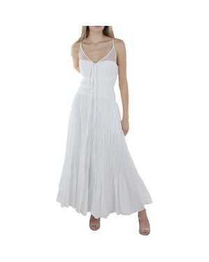 Jonathan Simkhai Indy Plisse Poplin Mesh Inset Maxi Dress - Gray