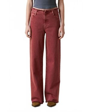 Le Jean Fray Waist Column Jeans - Red