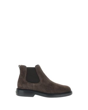 Hogan Ankle Boots Crafted From Soft Suede Leather With Memory Foam Insole - Brown