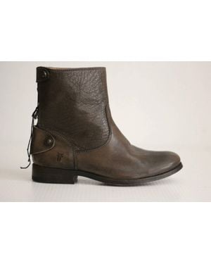 Frye Melissa Button Zip Short Ankle Boots - Black