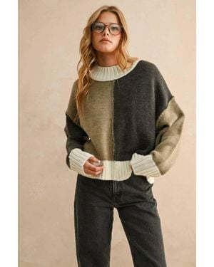 Miou Muse Cozy Contrast Knit Sweater - Multicolor