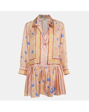 Sandro Multicolor Graphic Print Sateen Alexiane Mini Dress - Pink