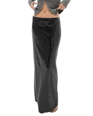 LNA Elettra Sequin Column Skirt - Black