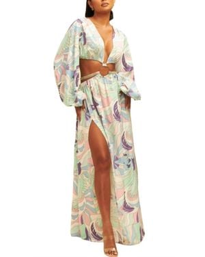 Luxxel Maxi Dress With Cutouts - Natural