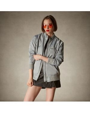 Members Only Satin Bomber Jacket - Gray