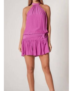Lavender Brown Lynda A-Line Halter Dress - Pink