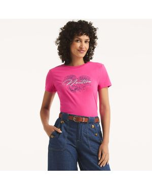 Nautica Logo Flowers Graphic T-Shirt - Pink