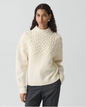 Theory Cable Knit Yoke Sweater - Natural